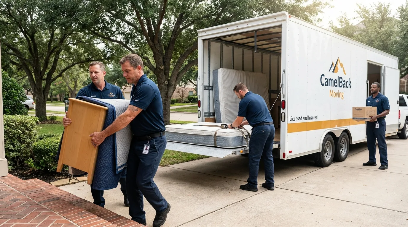 Crew loading residential truck for cross-state move from Brooks, KY